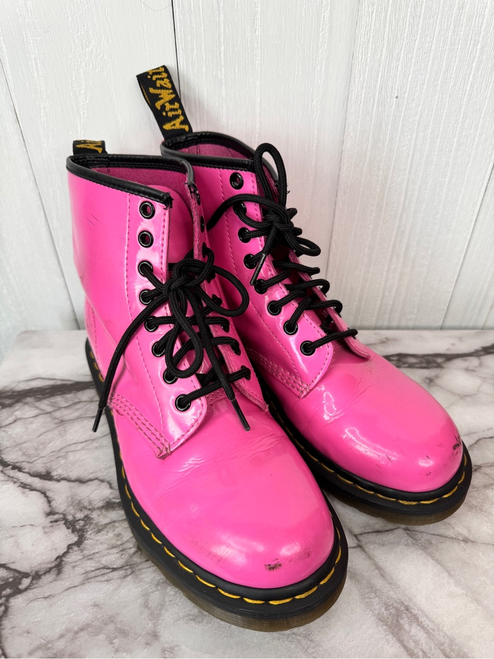 Dr. Martens 1460 Pink Patent Leather Boots Women's Size 7 Combat Doc